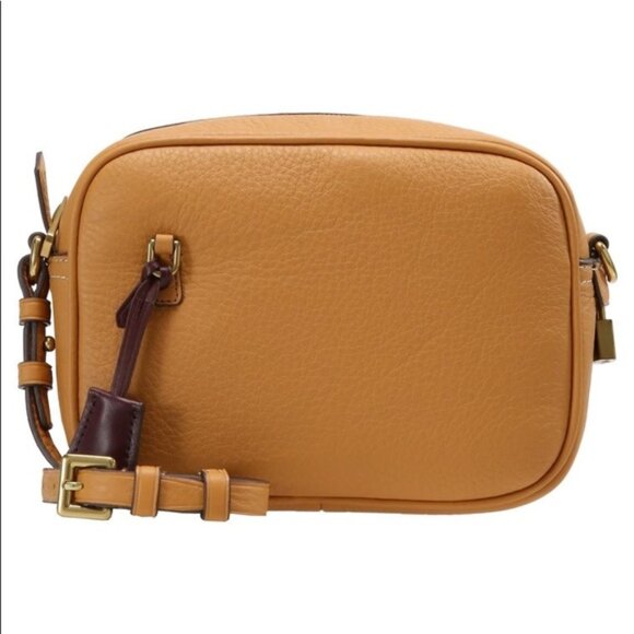 J. Crew Signet Crossbody camera Leather Bag Purse in Italian Leather brown - Picture 1 of 15